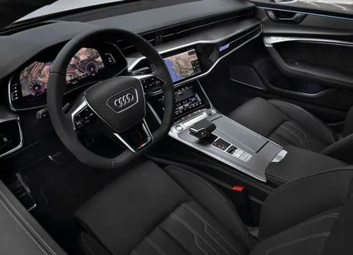 Interior y asientos delanteros del Audi A7.