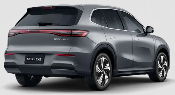 Vista lateral y trasera de la Geely EX5.