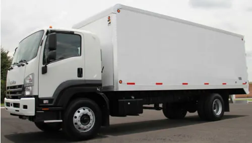 Isuzu Forward Chasis Cabina con caja seca.