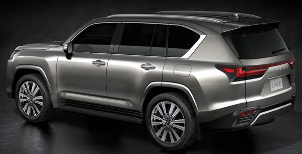 Vista lateral y trasera de la Lexus LX.