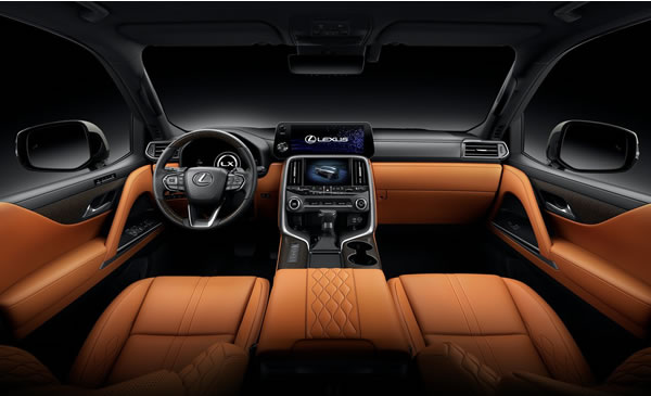 Interior y tablero de instrumentos de la Lexus LX.