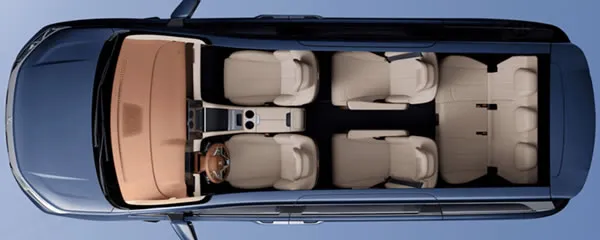 Arreglo interior de espacio y asientos de la BYD M9.