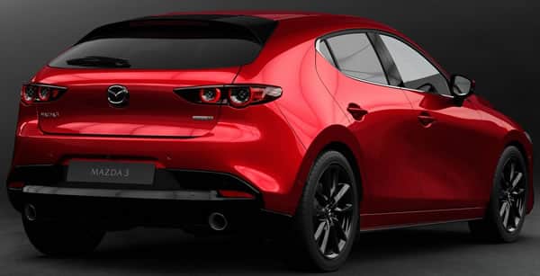 Vista lateral y trasera Mazda 3 Hatchback.