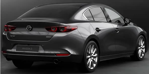 Vista trasera y lateral del Mazda 3 Sed&aacute;n.