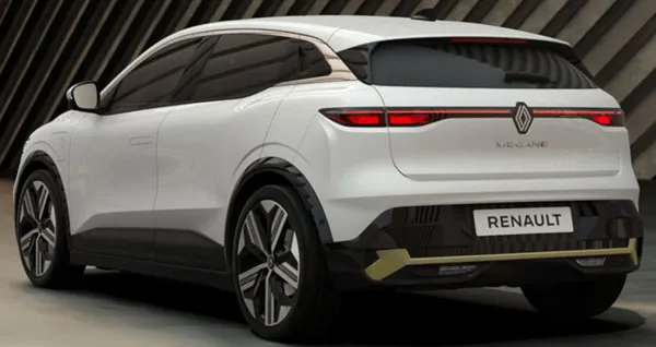 Vista lateral y trasera del Renault Megane E-Tech.