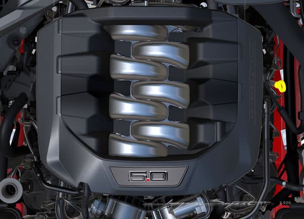 Vista del motor V8 del Ford Mustang. Vista del motor V8 del Ford Mustang.