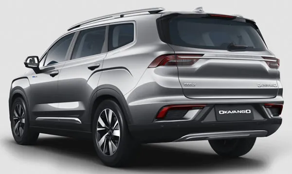 Vista lateral y trasera de la Geely Okavango.